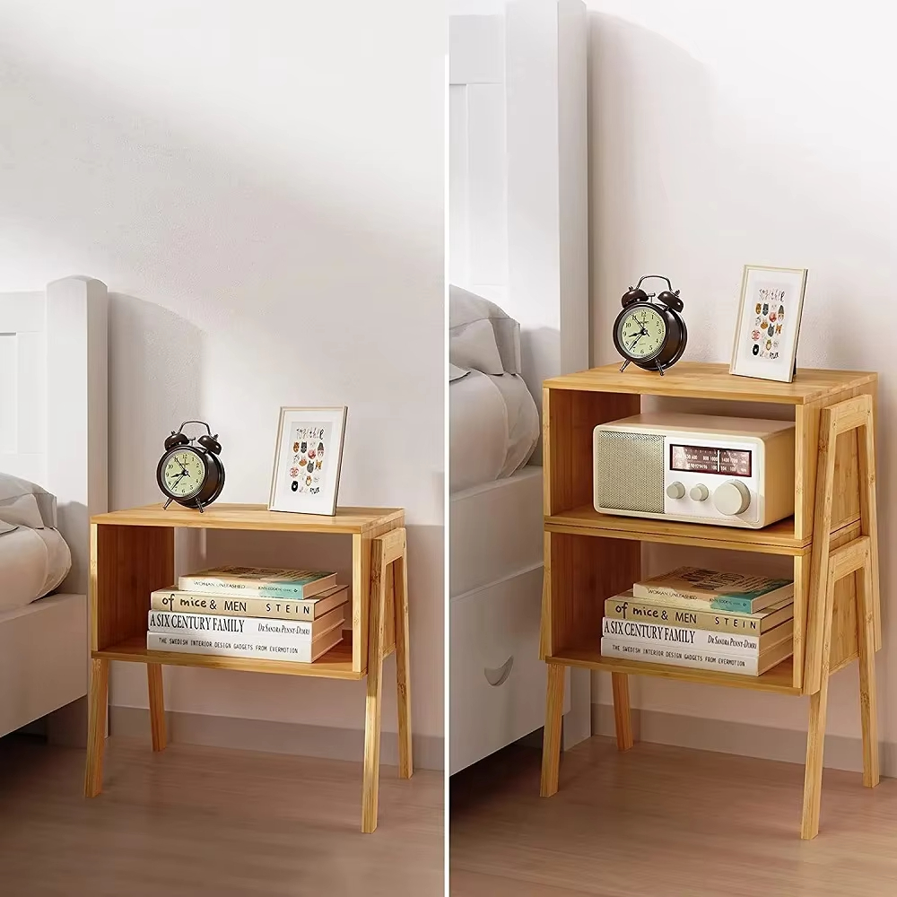  Modernes Design einzigartiger Bambus stapelbarer Endtisch Nachttischbettentisch