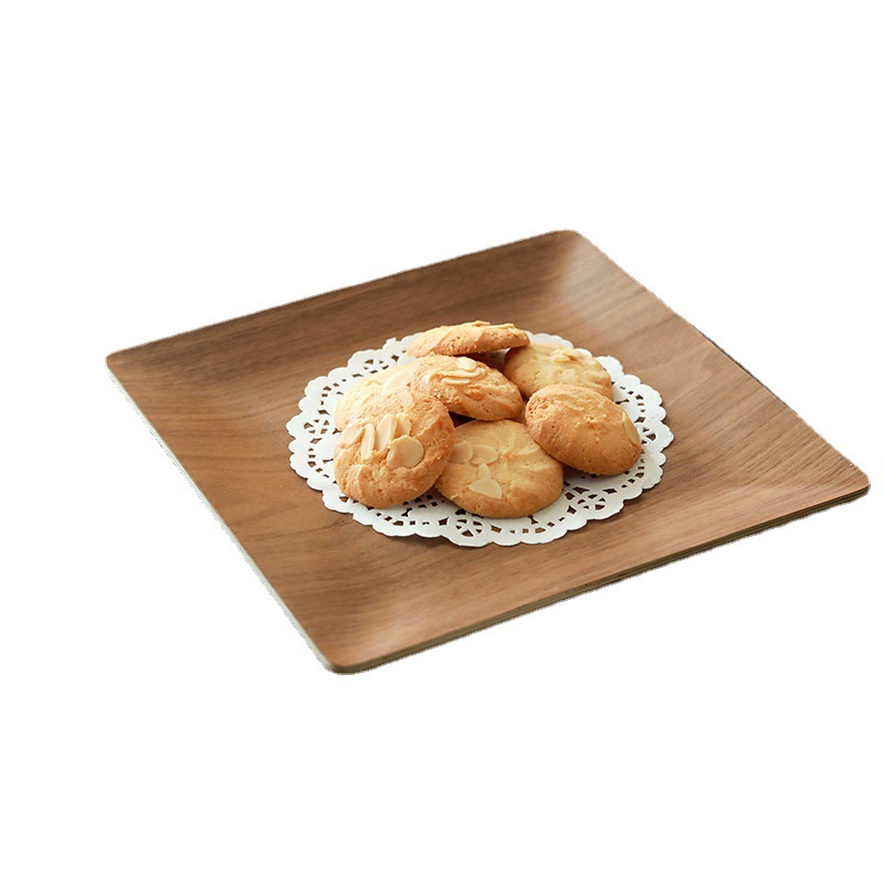 Minimalistischer japanischer Walnussholzquadrat -Serviertablett perfekt für Teedesserts und Mahlzeiten