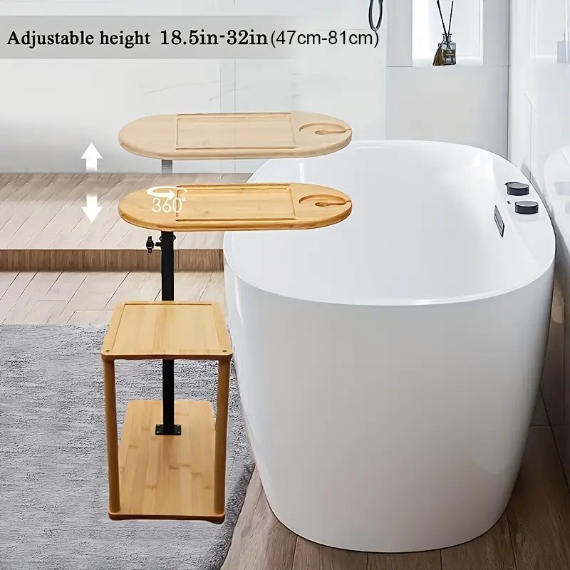 Verstellbarer Bambus Badewanne Caddy mit Weinglashalter
