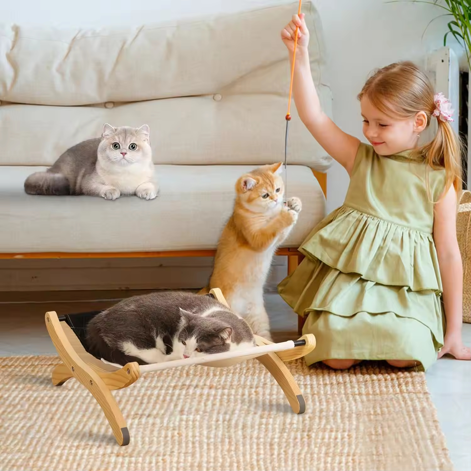 Holzrahmen moderne Katzen -Hängematte Schlafbett 