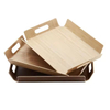 Großhandel gebogene Holz Willow Walnuss Sperrholzschale Holz -Servierschale mit Griff Teller Bäckerei Kaffee Holz Tablett