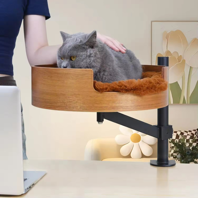 Ovale Katzenhängematte 360 ​​° Drehung und einstellbare Höhe Katzenbettschreibtisch