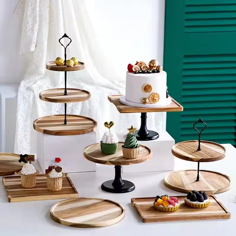 Benutzerdefinierte Doppelschichten Hochzeitstorte Ständer Deserts Servingplatte 