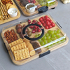 Tragbares Bambus -Snack -Tablettkäse -Käsebrett mit Deckel Bambus Rundkanalkarton mit Fächern und klarer Verriegelungsdeckel