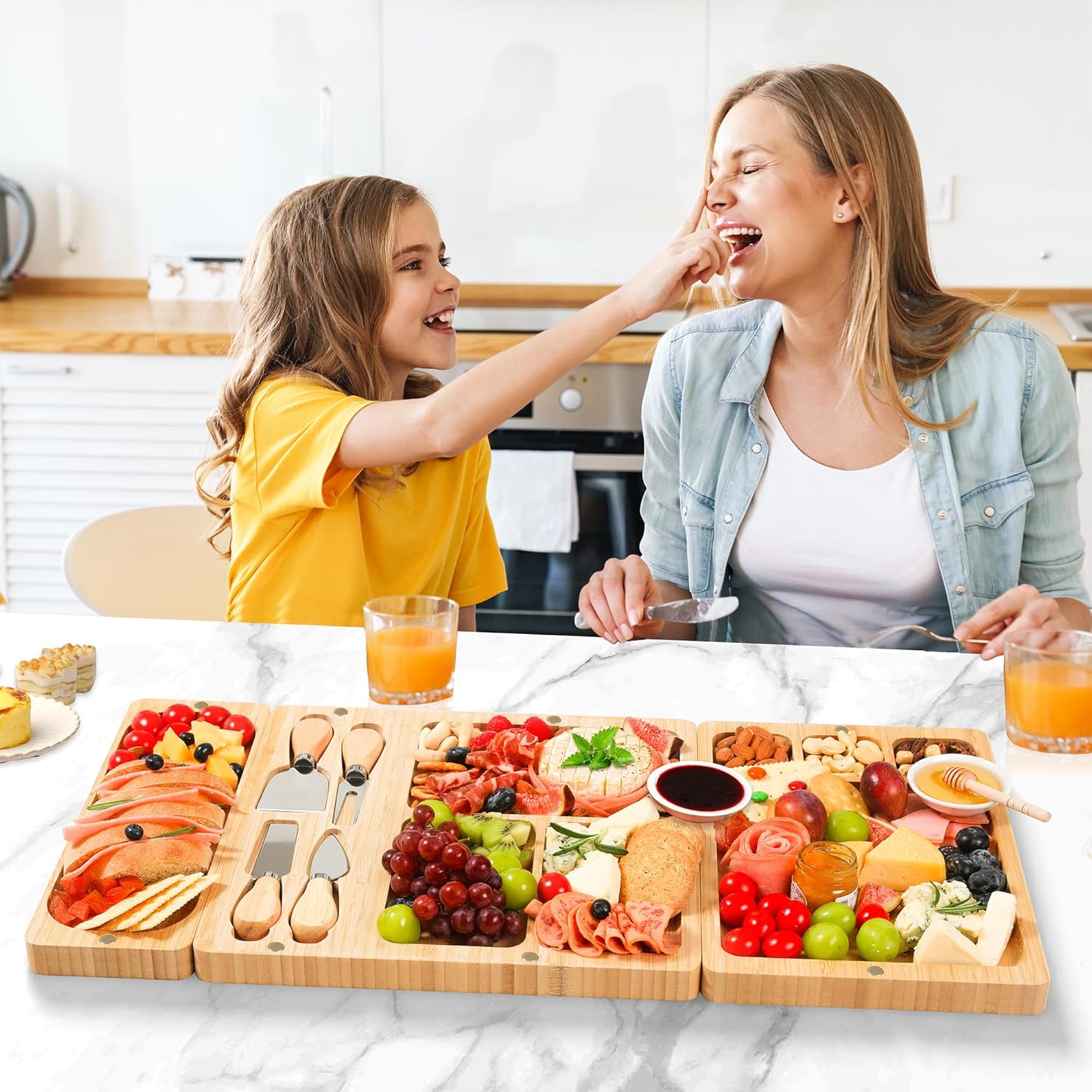 Wurstwaren -Schenkungs -Geschenkset Large Cheese Board mit Messerset