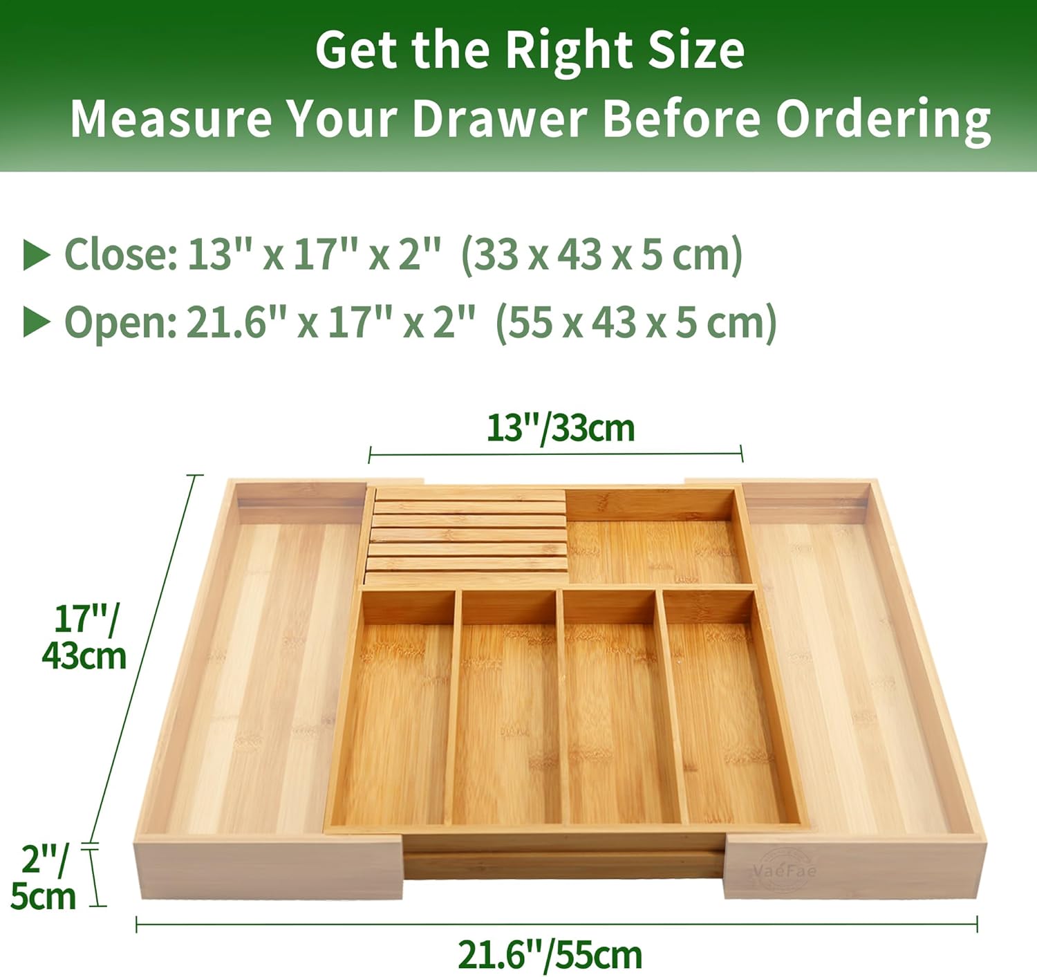 Bambus erweiterbarer Utensil Organizer mit Messerblock