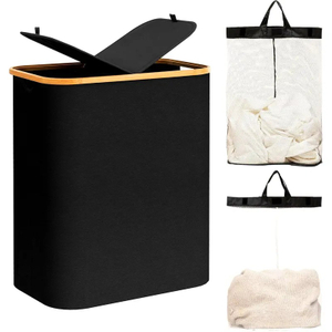 Doppelwäschereikorb mit abnehmbaren Taschen mit Deckel