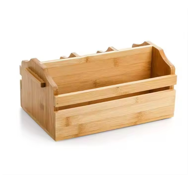Bambus Utensilhalter Bambus -Picknickkorb mit Griff