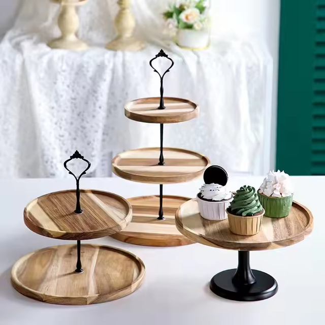 Benutzerdefinierte Doppelschichten Hochzeitstorte Ständer Deserts Servingplatte 