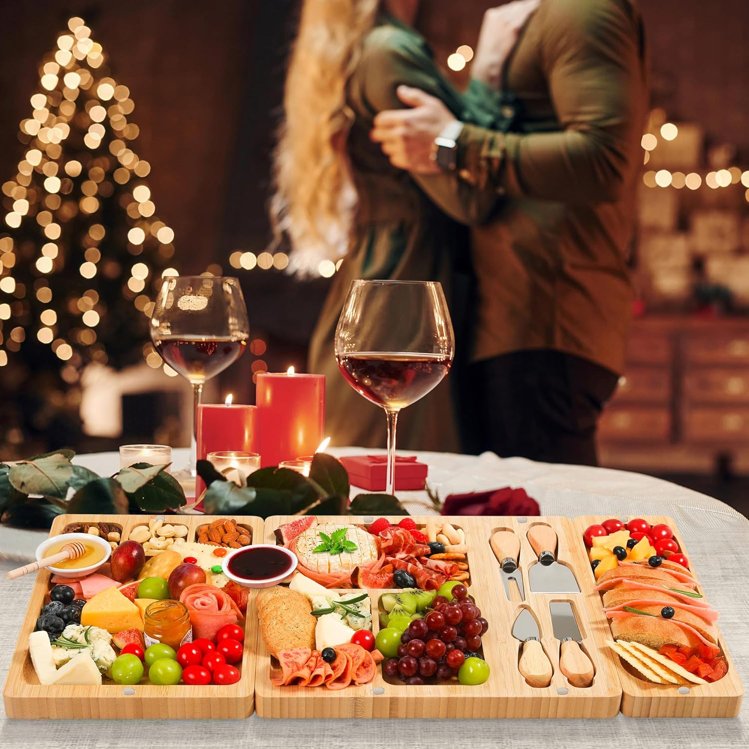 Wurstwaren -Schenkungs -Geschenkset Large Cheese Board mit Messerset