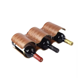 Hochwertige 2 Schichten lustige 5 Flaschen Arbeitsplatte Regalhalter Mahagoni Holzweinregal