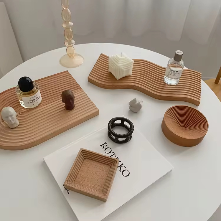 Wasserwellbuche Brot Tee Holz Servierschale