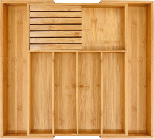 Bambus erweiterbarer Utensil Organizer mit Messerblock