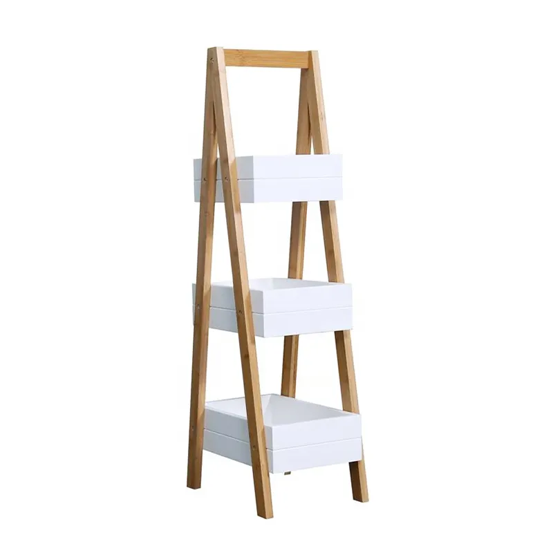 Beliebtes 3-stufiges Holzregal-Regal Bad Cornerregal