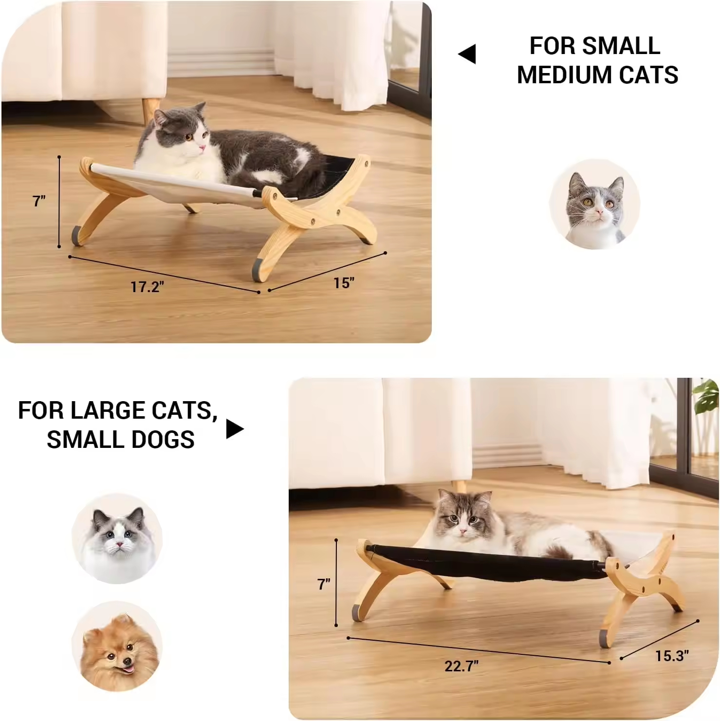 Holzrahmen moderne Katzen -Hängematte Schlafbett 