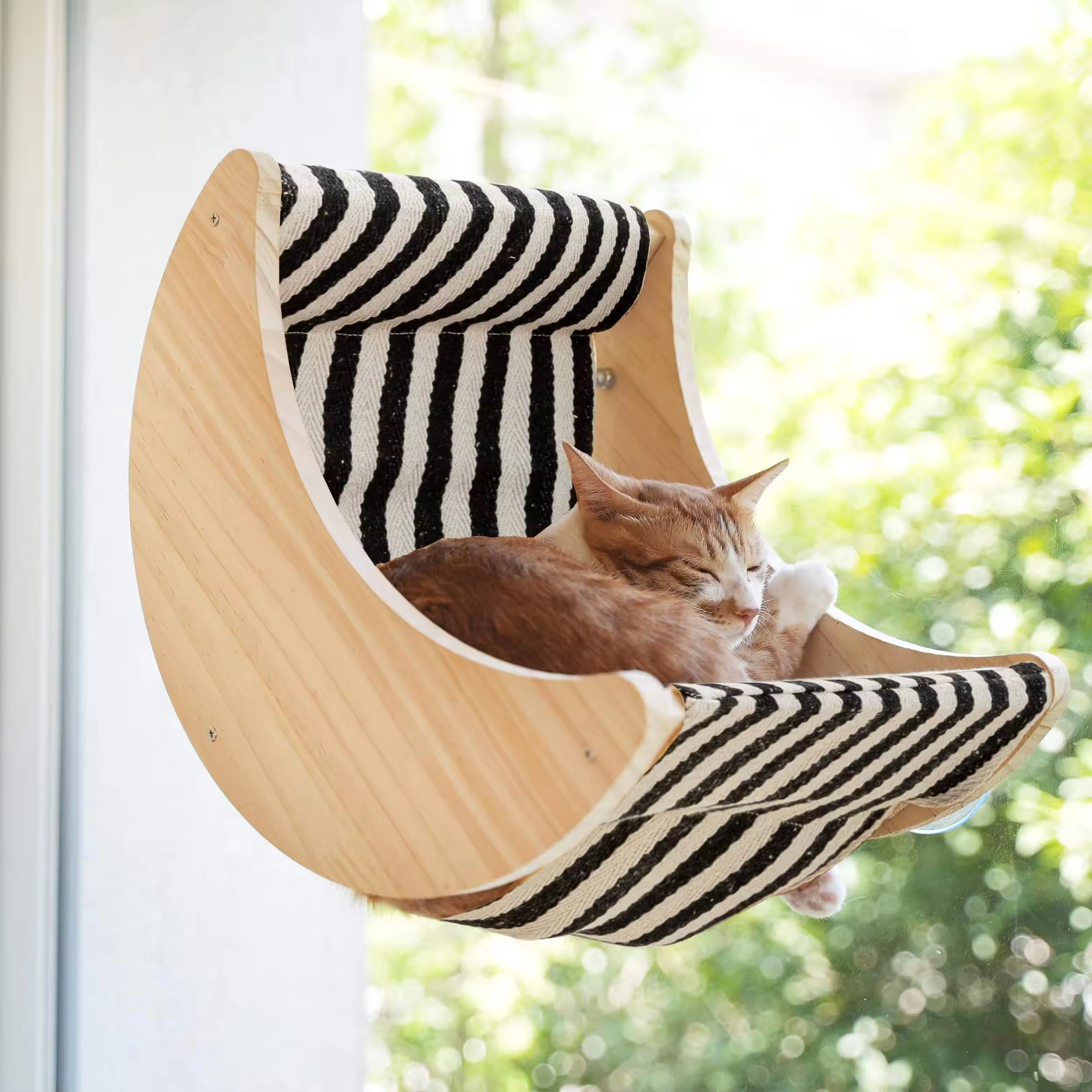 Leistungsstarker Saugnapfbecher -Katze Fenster Sitz in Innenkatzenbett Barsch mit gestreiftem Design