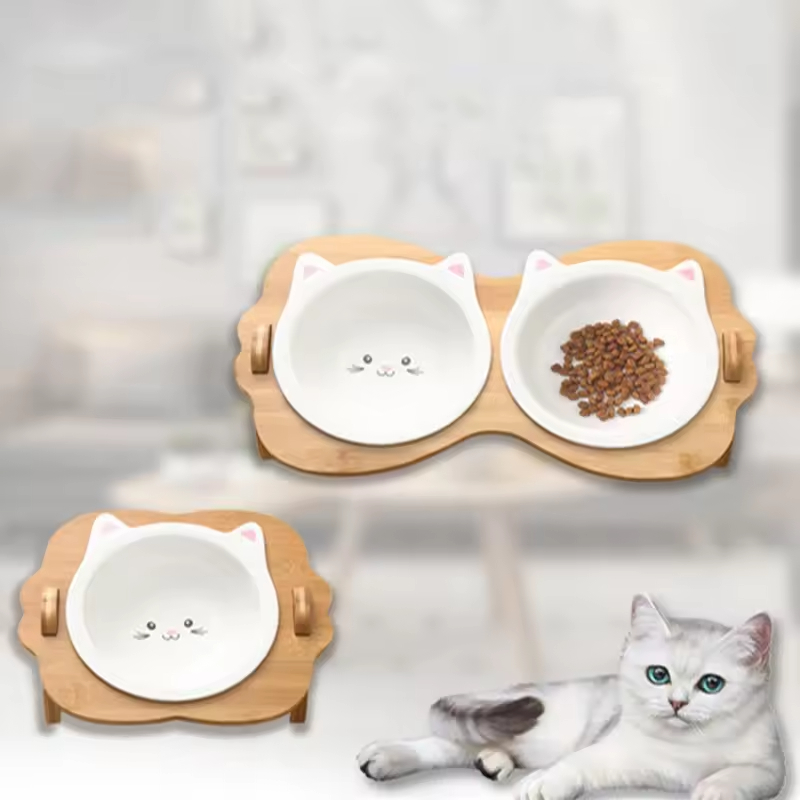 Bambus Katzenfutterschalen stehen erhöhte Feeder für kleine Hunde und Katzen Tierfuttermittel