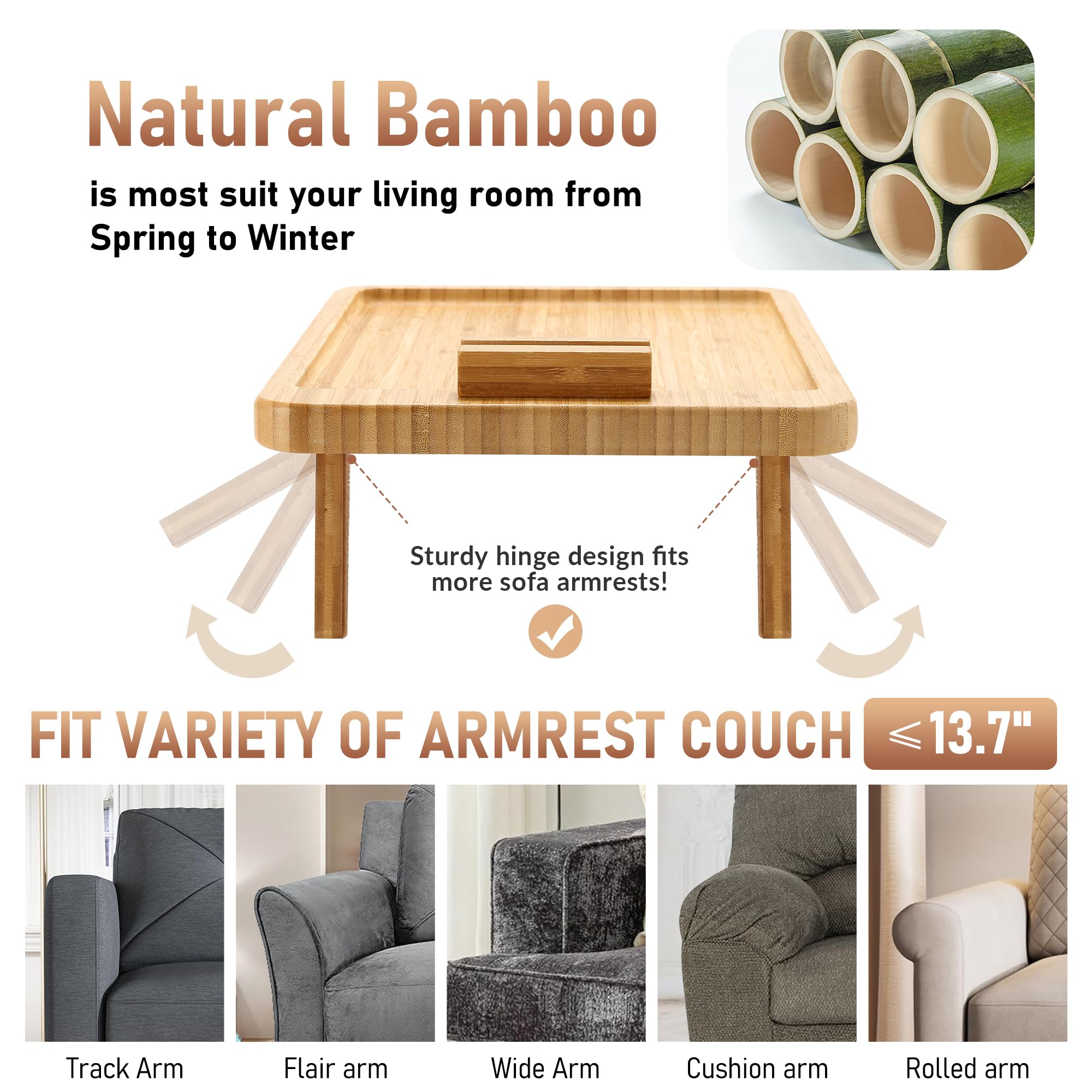 Natural Bambus -Couchschale mit flexiblen Silikonstreifen