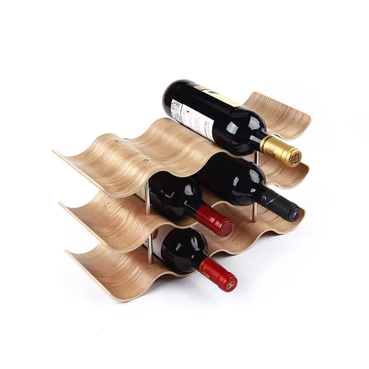 Hochwertige 2 Schichten lustige 5 Flaschen Arbeitsplatte Regalhalter Mahagoni Holzweinregal