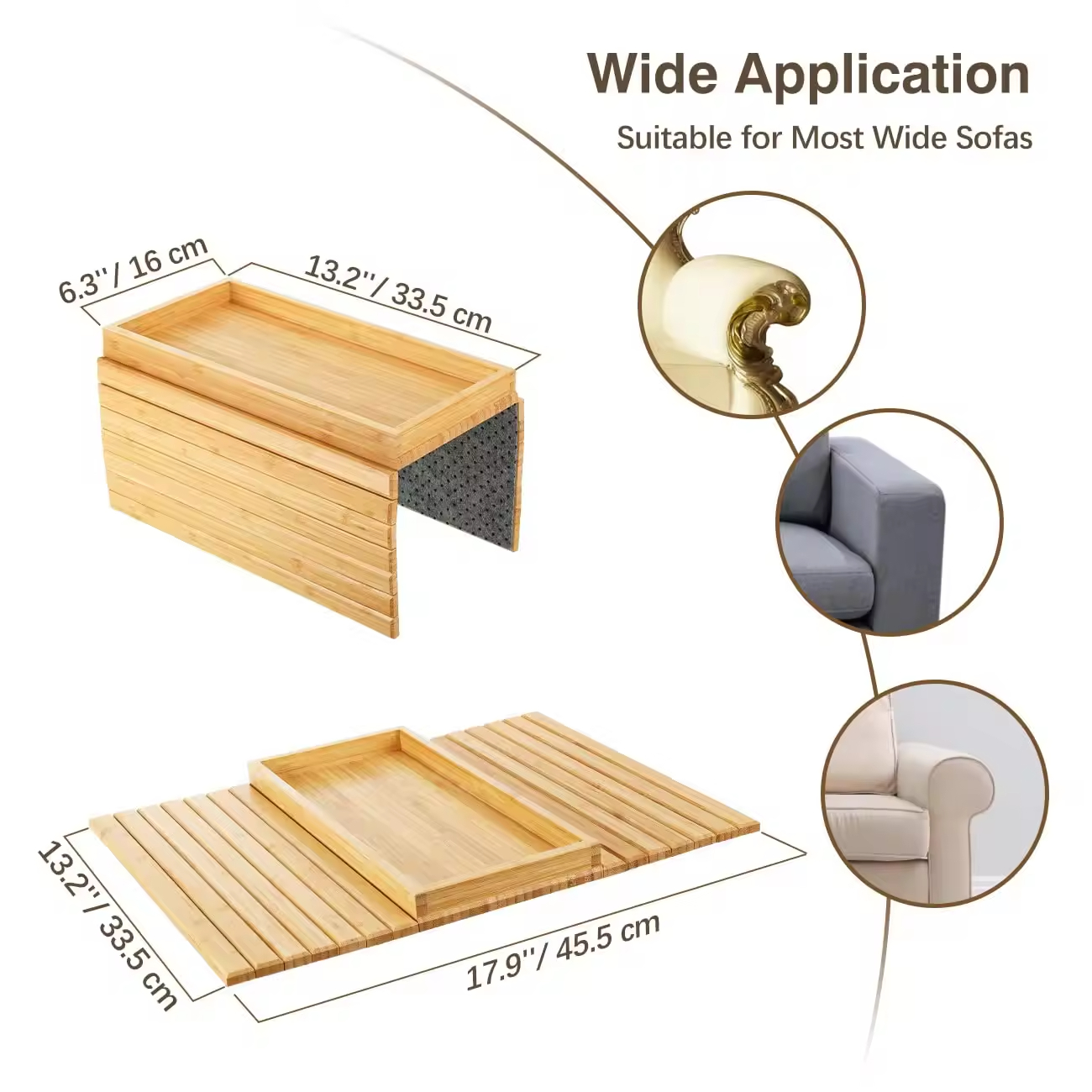 Bambus-Schlupf-Sofa-Arm-Tabletttisch für Couch 