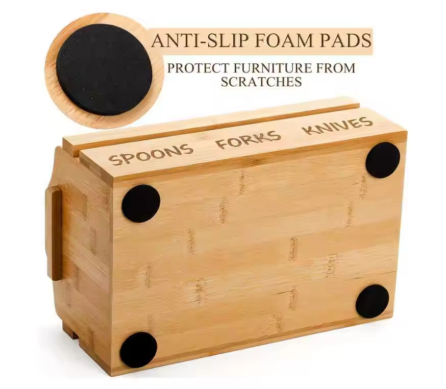 Bambus Utensilhalter Bambus -Picknickkorb mit Griff