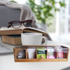 Bambus geteilte Clamshell Tea Box Holzverpackungsschachtel 5 Kisten Aufbewahrung mit transparenten Acryl -Teller -Teebeutel Aufbewahrung