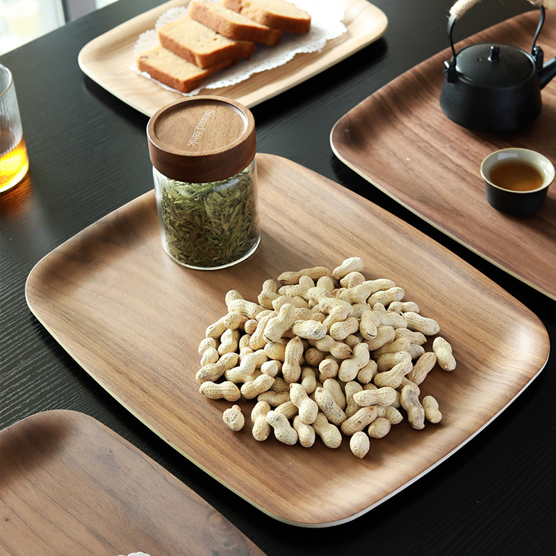 Großhandel multifunktionaler minimalistischer Walnussholz-Servierschalenplatten perfekt für Dessert und Nachmittagstee