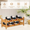 2-stufige Bambus Weinregal 12 Flaschen Display Lagerregalhalter Küche Natural