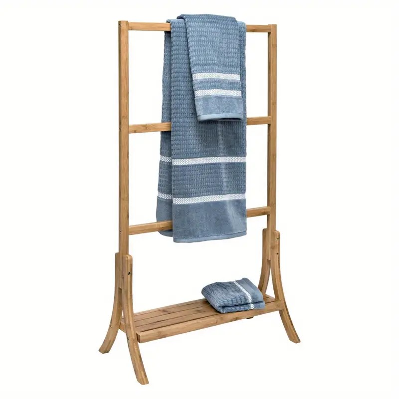Bambus 3-Layer vertikales Handtuchregal mit Rack