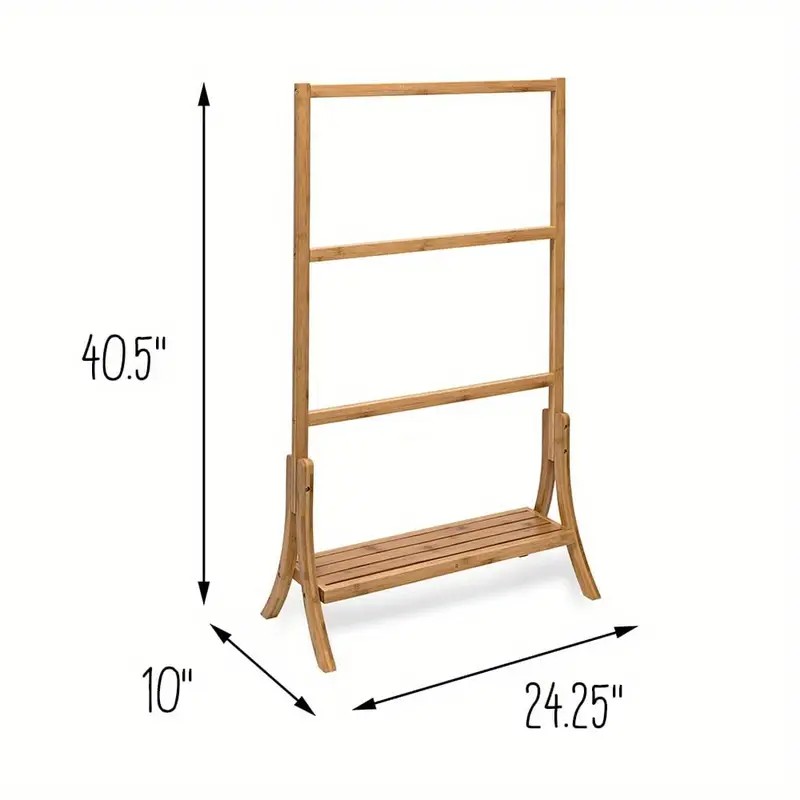 Bambus 3-Layer vertikales Handtuchregal mit Rack