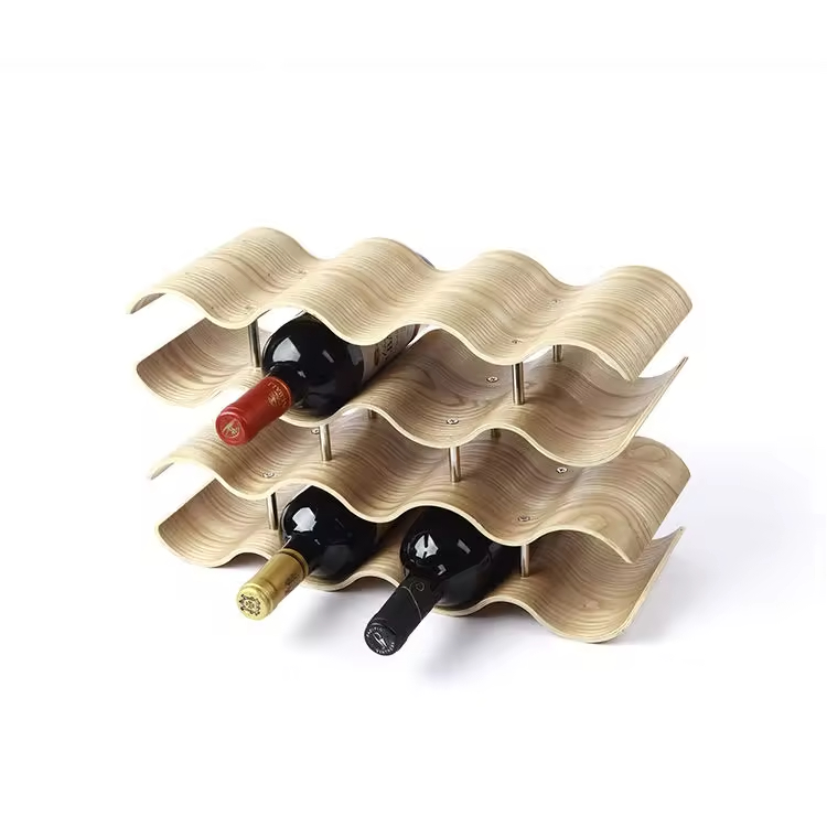 Hochwertige 2 Schichten lustige 5 Flaschen Arbeitsplatte Regalhalter Mahagoni Holzweinregal