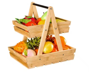 Holz Obstkorb, Obstschale, 2 -Tier -Bambus -Obststand für Küchentumschläger, Aufbewahrungshalter mit großer Kapazität