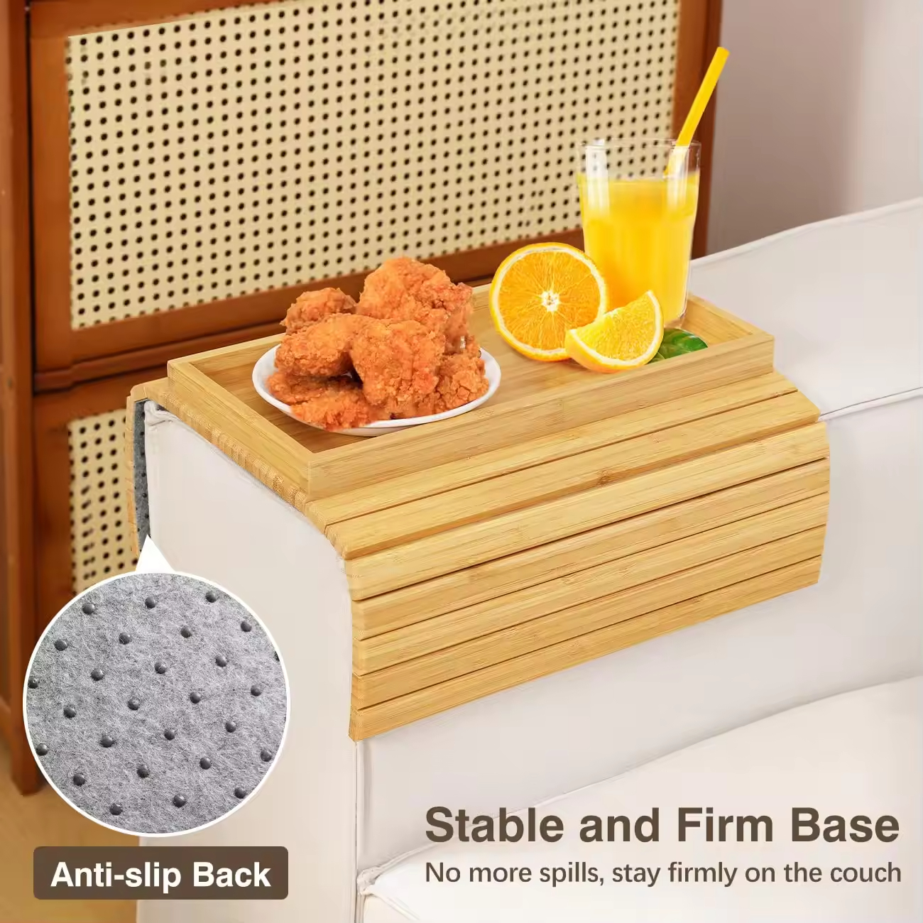 Bambus-Schlupf-Sofa-Arm-Tabletttisch für Couch 