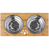 Bambus Double Cat Food Bowl Hunde Schüssel erhöhte Ständer erhöhter Hundefutter für Hunde und Katzen Tierfuttermittel