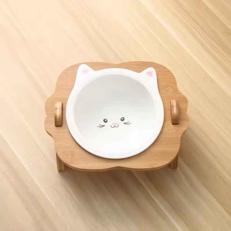 Bambus Katzenfutterschalen stehen erhöhte Feeder für kleine Hunde und Katzen Tierfuttermittel
