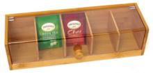 Bambus geteilte Clamshell Tea Box Holzverpackungsschachtel 5 Kisten Aufbewahrung mit transparenten Acryl -Teller -Teebeutel Aufbewahrung