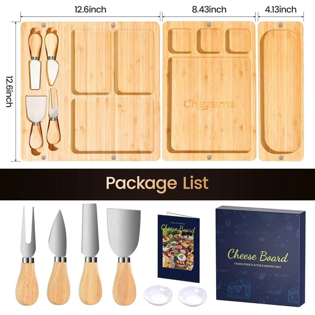 Wurstwaren -Schenkungs -Geschenkset Large Cheese Board mit Messerset