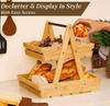 Holz Obstkorb, Obstschale, 2 -Tier -Bambus -Obststand für Küchentumschläger, Aufbewahrungshalter mit großer Kapazität