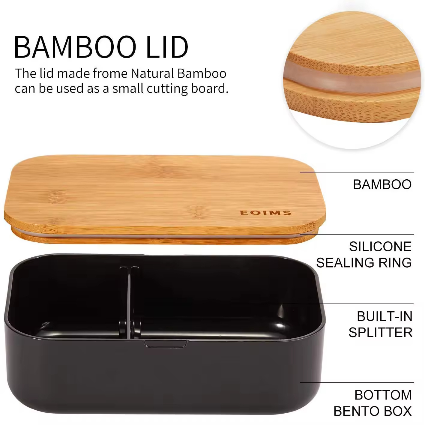 Professionelles biologisch abbaubares Bambusfaser -Mittagessen Bento Box mit Bambusdeckel