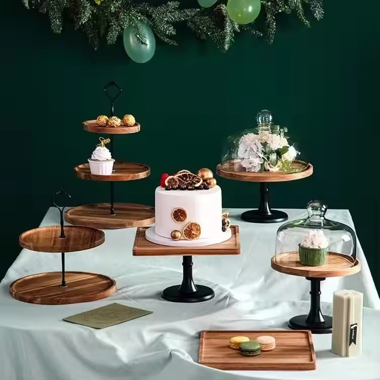 Benutzerdefinierte Doppelschichten Hochzeitstorte Ständer Deserts Servingplatte 