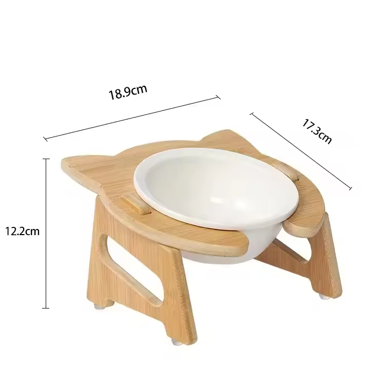 Pet Bowls Cat Dog Bowl Slow Feeder Bambusständer erhöhter Haustierfuttermittel