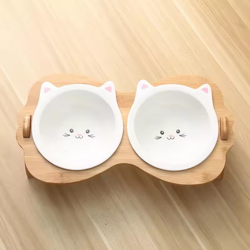Bambus Katzenfutterschalen stehen erhöhte Feeder für kleine Hunde und Katzen Tierfuttermittel