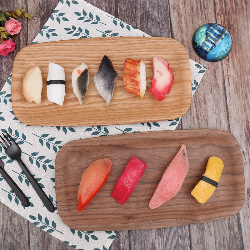 Multifunktional minimalistischer japanischer Stil Walnussholz rechteckige Servierschale perfekt für Sushi und Dessert
