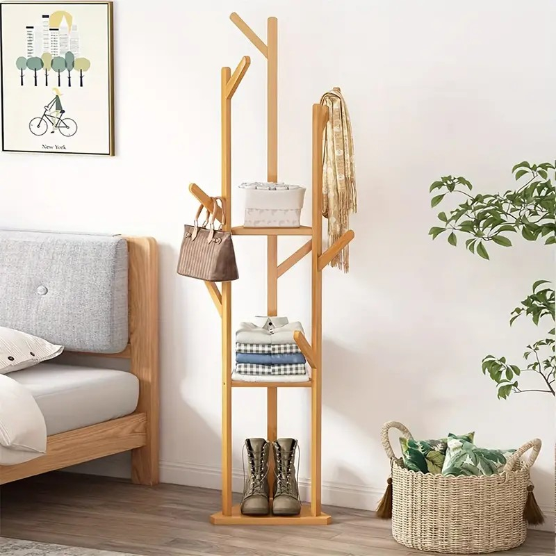 Bambusbaumförmiger Kleiderregal mit Lagerregalen