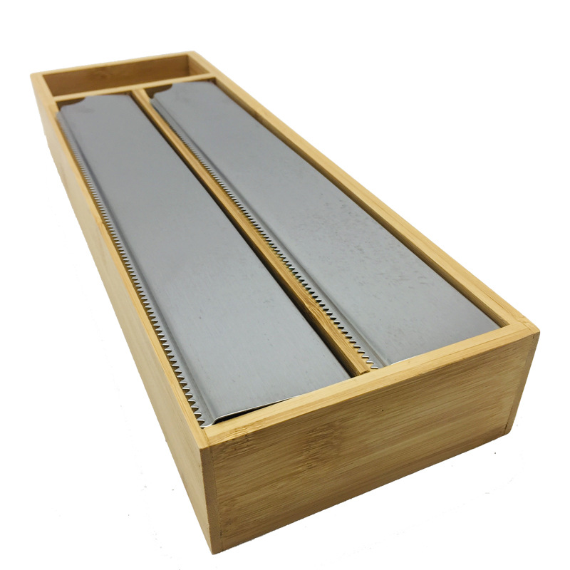 Bambus 2 in 1 Wrap Organizer mit Cutter und Beschriftungen Plastikfolie