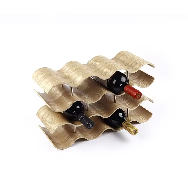 Hochwertige 2 Schichten lustige 5 Flaschen Arbeitsplatte Regalhalter Mahagoni Holzweinregal