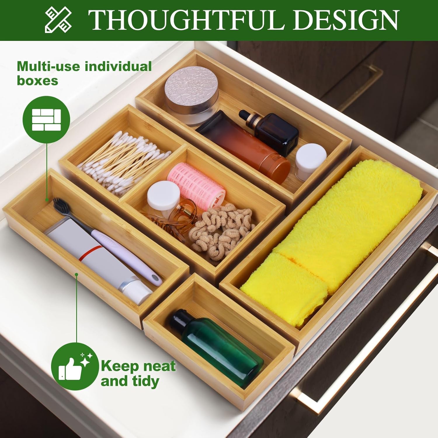 Bambusschubladenorganisator Set