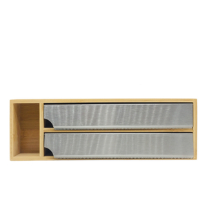 Bambus 2 in 1 Wrap Organizer mit Cutter und Beschriftungen Plastikfolie