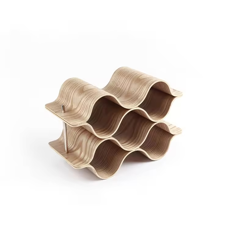 Hochwertige 2 Schichten lustige 5 Flaschen Arbeitsplatte Regalhalter Mahagoni Holzweinregal