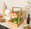 Holz Obstkorb, Obstschale, 2 -Tier -Bambus -Obststand für Küchentumschläger, Aufbewahrungshalter mit großer Kapazität